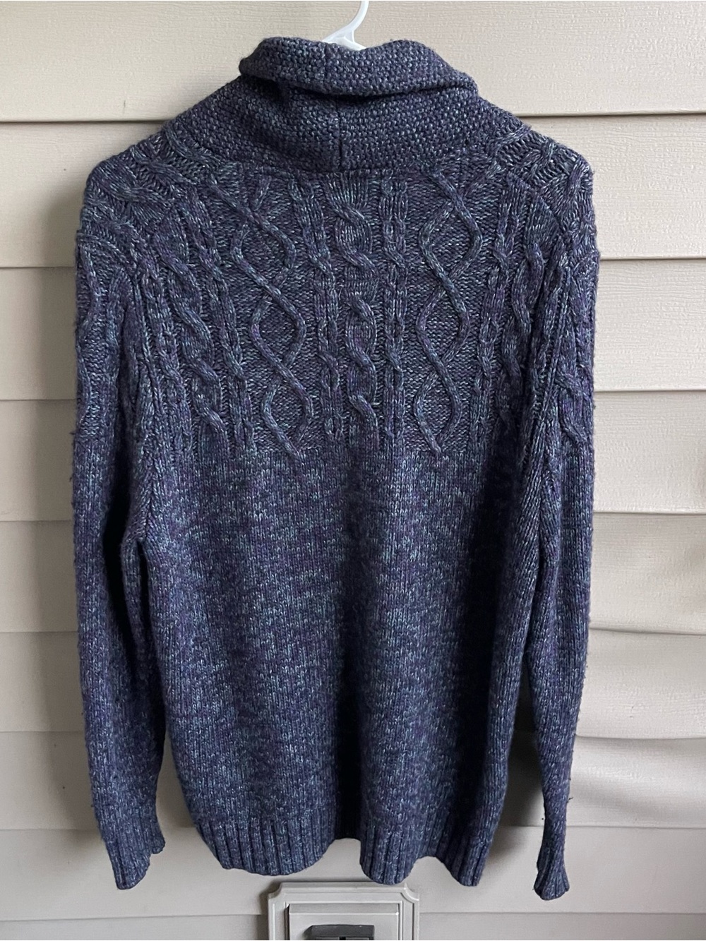 Tommy Bahamas Lambswool Button Down Sweater Mens Size M Blue Cable Knit Academia - Picture 3 of 8